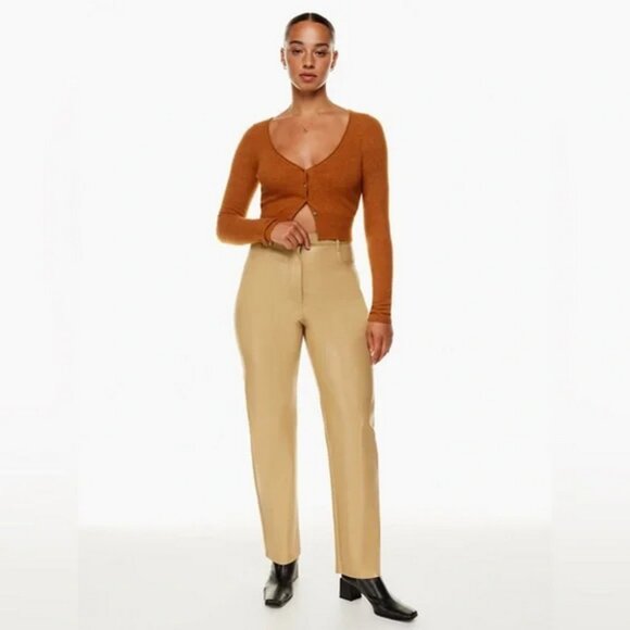 Aritzia The Melina Pant Size 14 High Rise Straight Leg Vegan Leather Wilfred - Picture 1 of 13